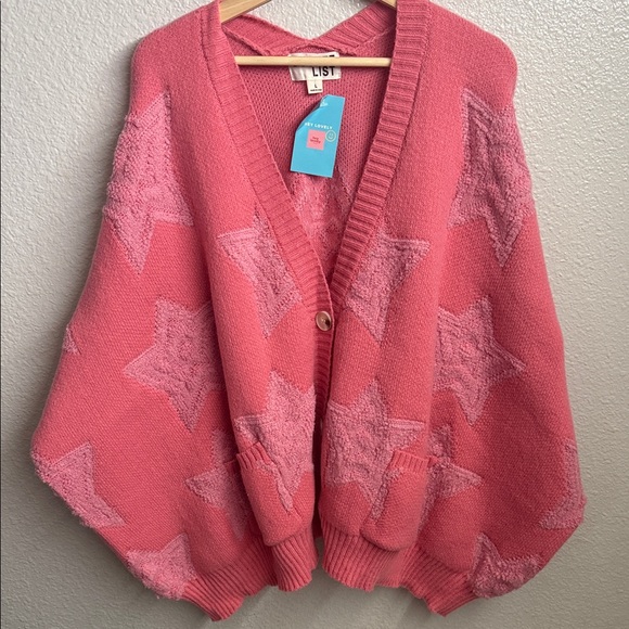 Pink Star Pattern Cardigan - Picture 2 of 6